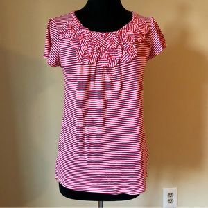 Elle striped flower embellished top